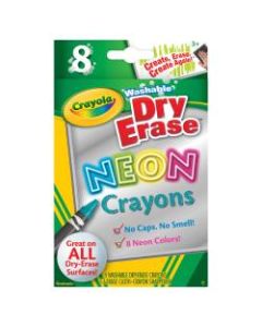 Crayola Washable DryErase Neon Crayons - Neon Assorted - 8 / Box