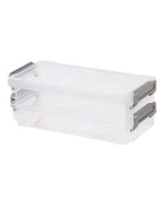 IRIS Layered Latch Boxes, 8-1/2in x 4in x 3-1/4in, Clear, Pack Of 8 Boxes