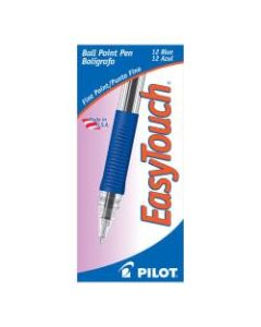 Pilot EasyTouch Ballpoint Pens, Fine Point, 0.7 mm, Clear Barrel, Blue Ink, Pack Of 12 Pens