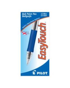 Pilot EasyTouch Ballpoint Pens, Medium Point, 1.0 mm, Blue Barrel, Blue Ink, Pack Of 12 Pens