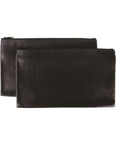 Business Source Carrying Case (Wallet) Money, Receipt, Office Supplies, Check - Black - Polyvinyl Chloride (PVC) - 6in Height x 11in Width - 2 Pack