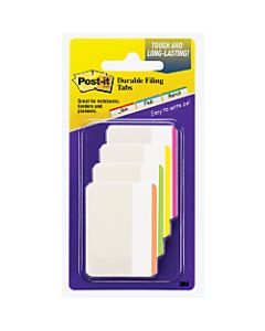 Post-it Notes Durable Filing Tabs, 2in, Assorted Colors, 6 Flags Per Pad, Pack Of 4 Pads