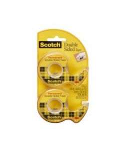 Scotch 237 Permanent Double-Sided Tape, 3/4in x 300in, Clear, Pack of 2 rolls