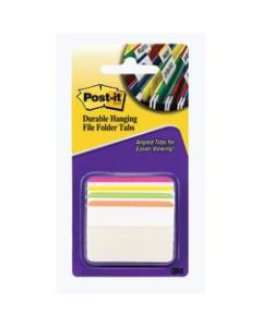 Post-it Notes Durable Hanging Angled Lined File Folder Tabs, 2in x 1-1/2in, Assorted Bright Colors, Pack Of 24 Tabs