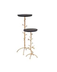 Powell Juniper 2-Piece Drink Table Set, Gold/Mango Wood