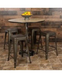 Flash Furniture 24in Metal Counter-Height Bar Stools, Set Of 4 Bar Stools, Gunmetal