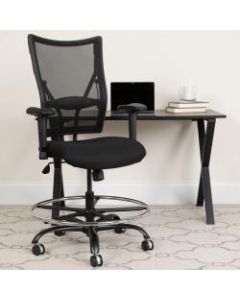 Flash Furniture HERCULES Big And Tall Mesh Drafting Chair With Adjustable Arms, Black