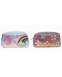 Inkology Sequin Pet Pencil Pouches, Assorted Designs, Pack Of 6 Pouches