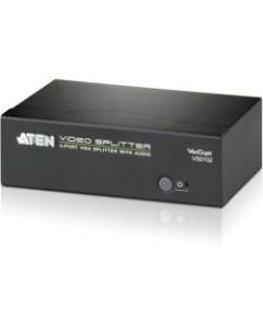 ATEN 2-Port VGA Splitter with Audio - 450 MHz to 450 MHz - Audio Line In - Audio Line Out - Serial Port - VGA In - VGA Out