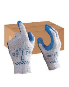 Showa Atlas Fit General Purpose Gloves - Large Size - Rubber, Cotton Liner, Polyester Liner - Blue, Gray - Lightweight, Elastic Wrist - 24 / Box