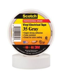 3M 35 Color-Coded Vinyl Electrical Tape, 1.5in Core, 0.75in x 66ft, Gray, Pack Of 100
