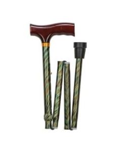 DMI Fancy Adjustable Derby-Top Folding Cane, 37in, Green Cyclone