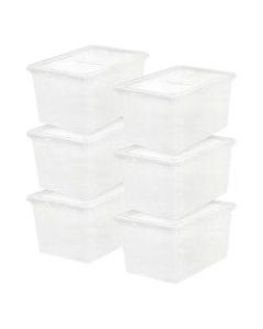 IRIS Plastic Storage Containers, 58 Quarts, 12 1/8in x 16 1/4in x 24in, Clear/White, Case Of 6