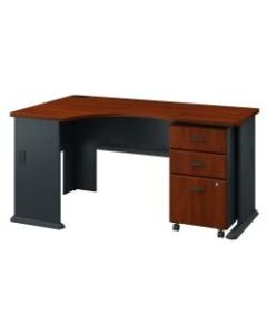 Bush Business Furniture Office Advantage Left Corner Desk With Mobile File Cabinet, Hansen Cherry/Galaxy, Standard Delivery