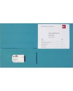 Business Source 8-1/2x11 Double Pocket Portfolio - Letter - 8 1/2in x 11in Sheet Size - 125 Sheet Capacity - 2 Inside Front & Back Pocket(s) - Paper Stock - Teal - 25 / Box