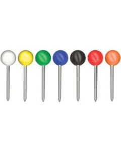 Gem Office Products Round Head Map Tacks - 0.18in Head - 100 / Box - Assorted - Steel