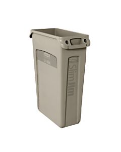 Rubbermaid Slim Jim Waste Container With Vents Channels, 23 Gallons, 30in x 11in x 22in, Beige