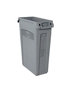 Rubbermaid Slim Jim Rectangular Plastic Waste Containers With Vent Channels, 23 Gallons, 30inH x 11inW x 22inD, Gray