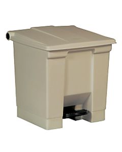 Rubbermaid Step-On Waste Container, 8 Gallons, 17in x 15 3/4in x 16 1/4in, Beige