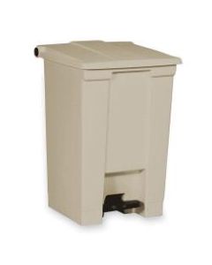 Rubbermaid Step-On Waste Container, 17 1/8in x 15 3/4inW x 16 3/4inD, 12-Gallon Capacity, Tan