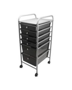 Advantus Metal/Plastic 6-Drawer Mobile Organizer, 37 1/2in 13in x 15 1/2in, Chrome