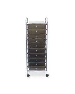 Office Depot Brand 10-Drawer Organizer With Casters, 37 1/2inH x 15 1/2inW x 13inD, Smoke