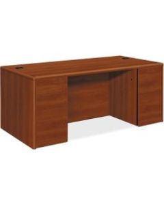 HON 10700 Series Double-Pedestal Desk - 66in x 30in x 29.5in - File Drawer(s) - Double Pedestal - Waterfall Edge - Finish: Cognac, High Pressure Laminate (HPL)