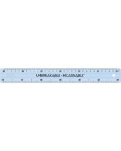 Helix Unbreakable Ruler - 10in Length - Imperial, Metric Measuring System - Transparent - 10 / Box - Clear