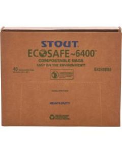 Stout EcoSafe-6400 Compostable Compost Bags, 0.85-mil, 48 Gallons, 42in x 48in, Green, Box Of 40