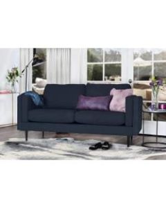 Elle Decor Simone Double-Track Arm Sofa, Cobalt/Espresso