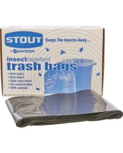Stout 33% Recycled Insect Repellent Trash Bags, 30 Gallons, 33in x 40in, Black, Box Of 90