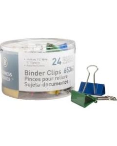 Business Source Colored Fold-back Binder Clips - Medium - 1.3in Width - 0.63in Size Capacity - 24 / Pack - Assorted - Steel