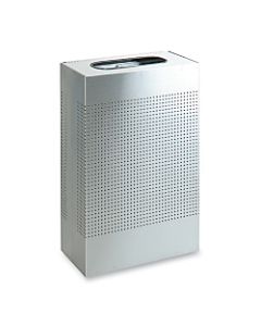 United Receptacle 30% Recycled Metallic Rectangle Waste Can, 13 Gallons, 30in x 10in x 19 1/2in, Silver