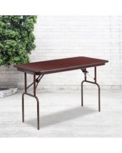 Flash Furniture Folding Banquet Table, 30inH x 24inW x 48inD, Mahogany/Brown
