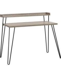 Ameriwood Home Haven Retro Desk With Riser, Distressed Gray Oak