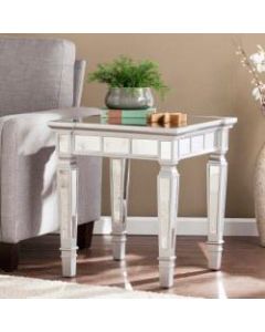 Southern Enterprises Glenview Glam Mirrored End Table, Square, Matte Silver
