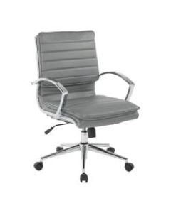 Office Star Pro-Line II SPX Bonded Leather Mid-Back Chair, Charcoal/Chrome