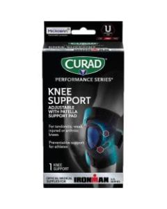 CURAD Performance Series Adjustable Knee Support, Universal, Black, Case Of 4 Supports