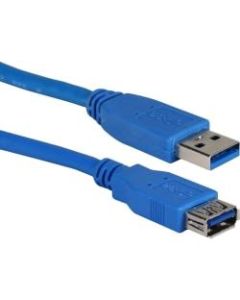 QVS 3ft, Blue, USB A Male to Female - 3 ft USB Data Transfer Cable - First End: 1 x Type A Female USB - Second End: 1 x Type A Male USB - Extension Cable - Shielding - Blue