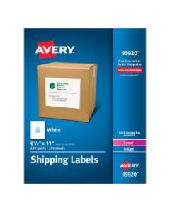 Avery Bulk Shipping Labels, 95920, 8 1/2in x 11in, FSC Certified, White, Pack Of 250