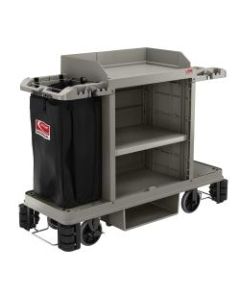 Suncast Commercial Standard Plus Housekeeping Cart, 49-3/4inH x 24inW x 62-3/16inD, Platinum