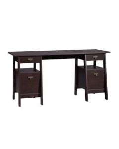 Sauder Stockbridge Executive Trestle Desk, Jamocha Wood
