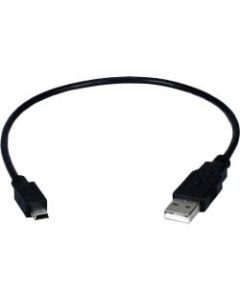 QVS USB 2.0 Type A Male to Mini B Male Sync and Charger Cable - 1 ft USB Data Transfer Cable for PDA, Tablet PC - First End: 1 x Type A USB - Second End: 1 x Mini Type B USB - Gold-flash Plated Contact - Black