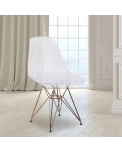 Flash Furniture Elon Series Polycarbonate Ghost Side Chair, Clear/Gold