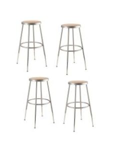National Public Seating Adjustable Hardboard Stools, 25 - 32 1/2inH, Gray, Set of 4
