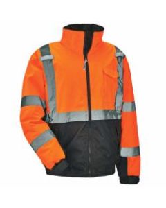 Ergodyne GloWear 8377 Type-R Class 3 Quilted Bomber Jacket, 3X, Orange