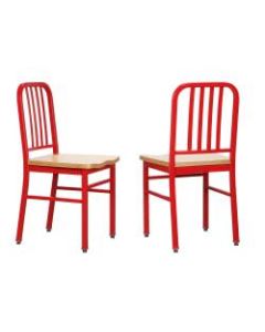 Linon Vern Side Chairs, Beechwood/Red, Set Of 2 Chairs