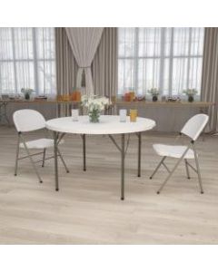 Flash Furniture Round Plastic Folding Table, 29inH x 48inW x 48inD, Granite White