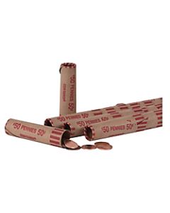 PAP-R Tubular Coin Wrap - 1cents Denomination - Durable, Burst Resistant, Crimped, Pre-formed - 57 lb Paper Weight - Paper - Red