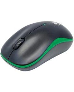 Manhattan Success Wireless Optical Mouse - Optical - Wireless - Radio Frequency - Green, Black - USB - 1000 dpi - Scroll Wheel - 3 Button(s)